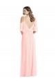 V-Back Pink A-Line V-Neck Long Semi Formal Evening Dress / Bridesmaid Dress York