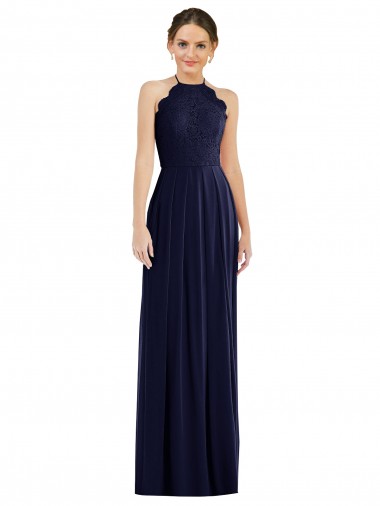 Open Back Dark Navy A-Line Halter Neck Long Semi Formal Evening Dress / Bridesmaid Dress York