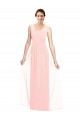 Pink A-Line V-Neck Sleeveless Long Bridesmaid Dress York