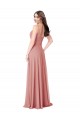 V-Back Bliss Pink A-Line V-Neck Sleeveless Long Bridesmaid Dress York