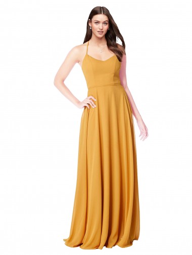 Saffron A-Line V-Neck Long Formal Dress / Bridesmaid Dress York