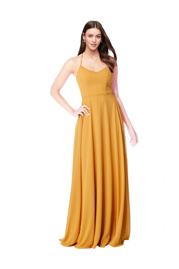 Saffron A-Line V-Neck Long Formal Dress / Bridesmaid Dress York