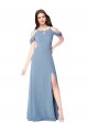 Dusty Blue A-Line Off the Shoulder Long Evening Dress / Bridesmaid Dress York