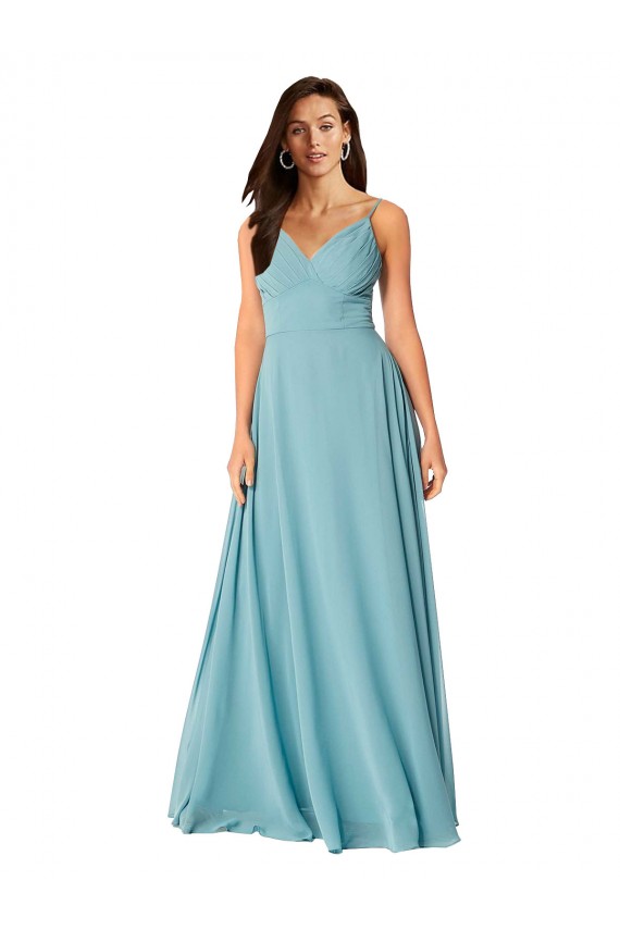 Turquoise A-Line V-Neck Long Bridesmaid Dress York