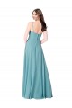 Turquoise A-Line V-Neck Long Bridesmaid Dress York
