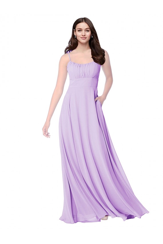 Lilac A-Line Scoop Neck Long Bridal Party Dress York