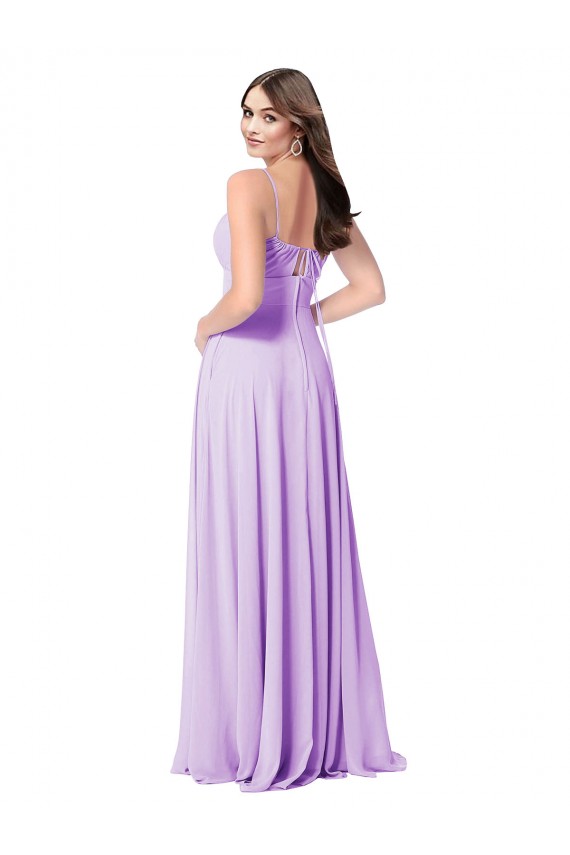 Lilac A-Line Scoop Neck Long Bridal Party Dress York