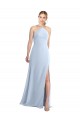 Open Back Light Sky Blue A-Line Halter Neck Long Bridesmaid Dress / Evening Dress York