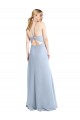 Open Back Light Sky Blue A-Line Halter Neck Long Bridesmaid Dress / Evening Dress York