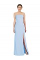 Low Back Light Sky Blue Trumpet Strapless Long Black Tie Evening Gown / Bridesmaid Dress York