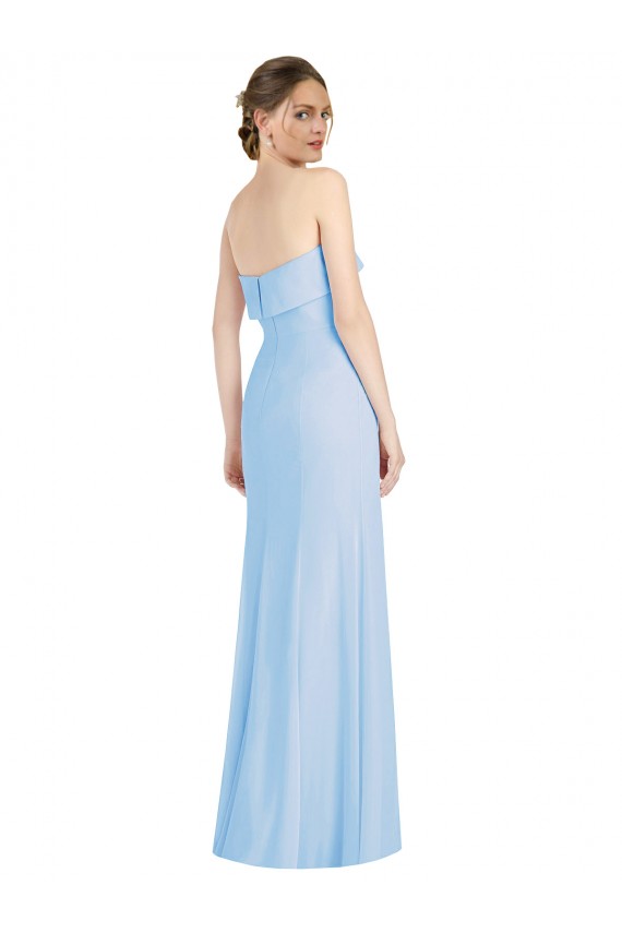 Low Back Light Sky Blue Trumpet Strapless Long Black Tie Evening Gown / Bridesmaid Dress York