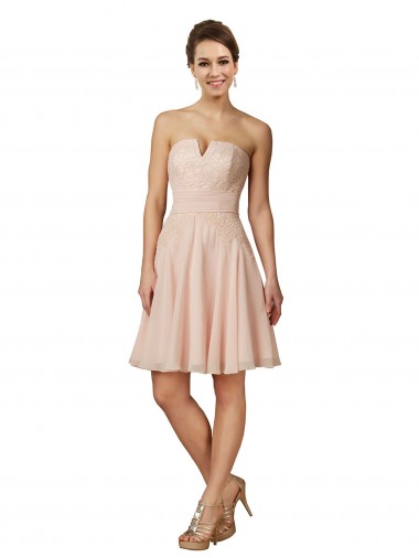Pink A-Line Sweetheart Knee Length Bridesmaid Dress York