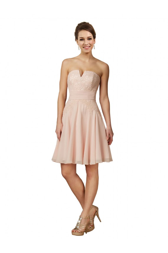 Pink A-Line Sweetheart Knee Length Bridesmaid Dress York