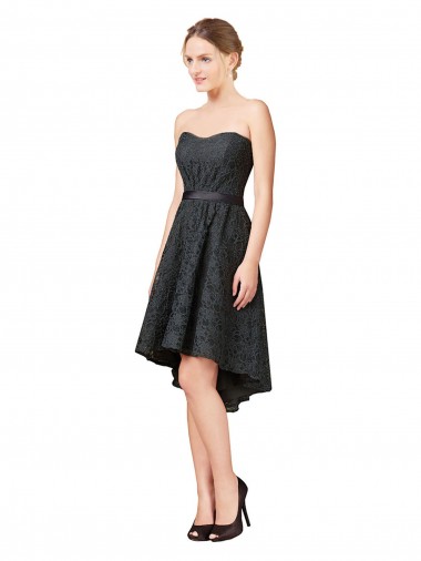 Slate Grey A-Line Sweetheart Knee Length High Low Bridesmaid Dress York