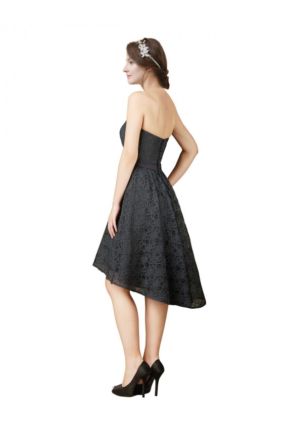 Slate Grey A-Line Sweetheart Knee Length High Low Bridesmaid Dress York