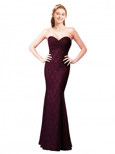 Grape A-Line Sweetheart Long Bridesmaid Dress York