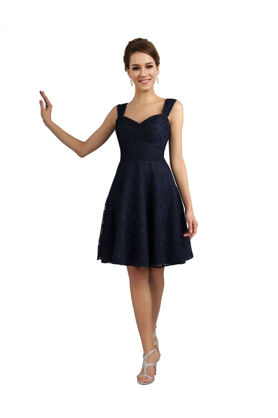 Dark Navy A-Line Sweetheart Knee Length Bridesmaid Dresses York
