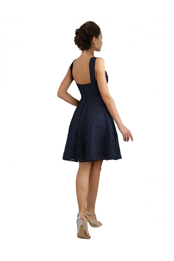 Dark Navy A-Line Sweetheart Knee Length Bridesmaid Dresses York