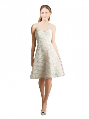 Ivory,Champagne A-Line Strapless Knee Length Bridesmaid Dress York