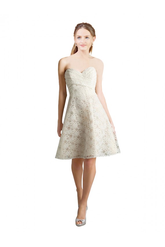 Ivory,Champagne A-Line Strapless Knee Length Bridesmaid Dress York