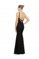 Open Back Black Sheath Jewel Neck Long Bridesmaid Dress York