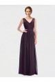 V-Back Grape A-Line V-Neck Long Bridesmaid Dress / Evening Dress York