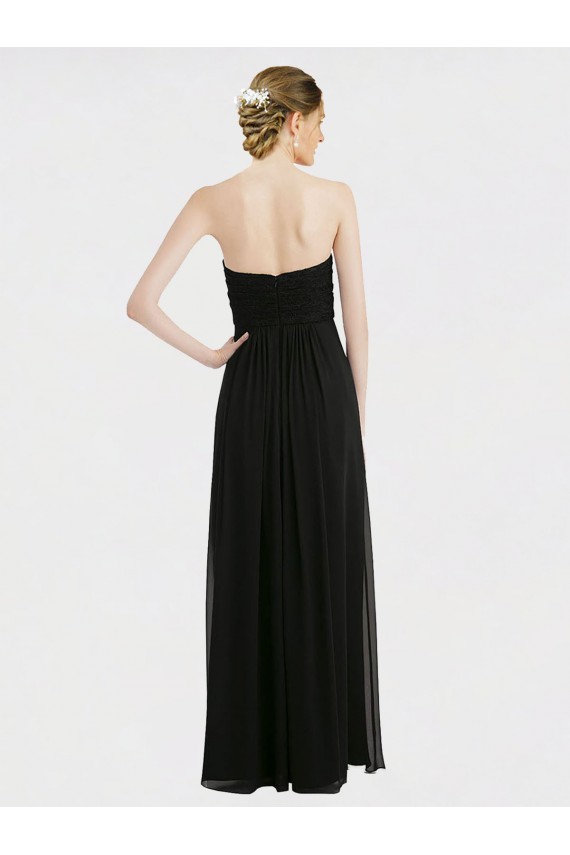 Low Back Black A-Line Strapless Long Bridesmaid Dress York