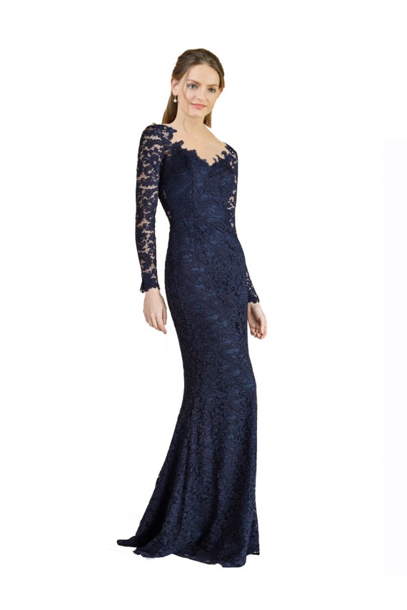 Keyhole Back Dark Navy Mermaid Sweetheart Long Prom Dress / Bridesmaid Dress York