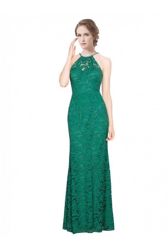 Low Back Dark Green Mermaid High Neck Long Prom Dress / Bridesmaid Dress York