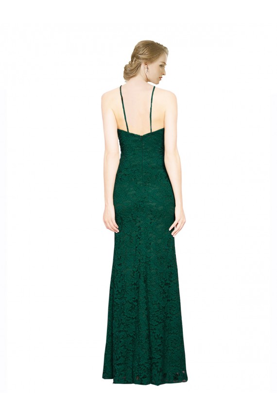 Low Back Dark Green Mermaid High Neck Long Prom Dress / Bridesmaid Dress York