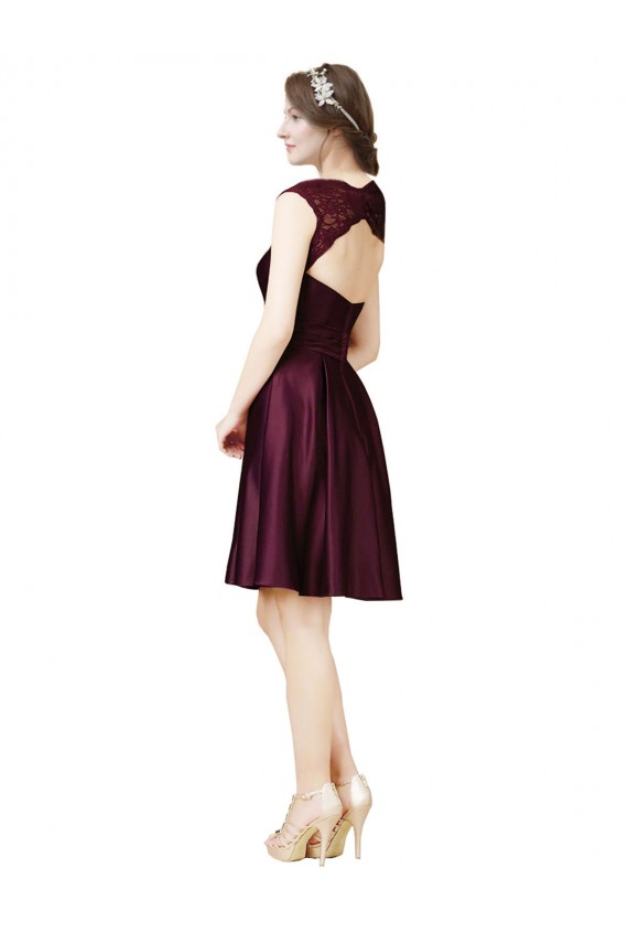Open Back Grape A-Line Square Neck Knee Length Bridesmaid Dress York