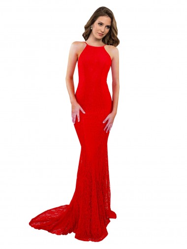 Open Back Red Mermaid High Neck Long Evening Gown / Prom Dress / Bridesmaid Dress York