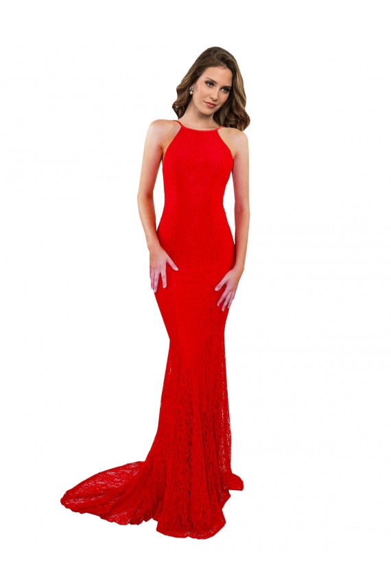Open Back Red Mermaid High Neck Long Evening Gown / Prom Dress / Bridesmaid Dress York