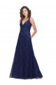 Low Back Dark Navy A-Line V-Neck Long Bridesmaid Dress York