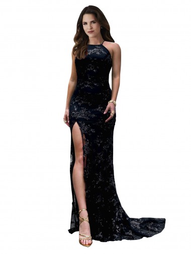 Open Back Black Mermaid High Neck Long Black Tie Evening Gown / Prom Dress / Bridesmaid Dress York