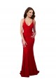 Open Back Red Mermaid V-Neck Long Formal Dress / Bridesmaid Dress York