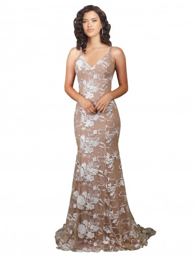Open Back Champagne Mermaid V-Neck Sweep Train Wedding Dress York