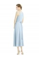 Light Sky Blue A-Line V-Neck Tea Length Bridesmaid Dress York
