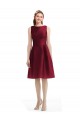 Burgundy A-Line Bateau Neck Knee Length Bridesmaid Gown York