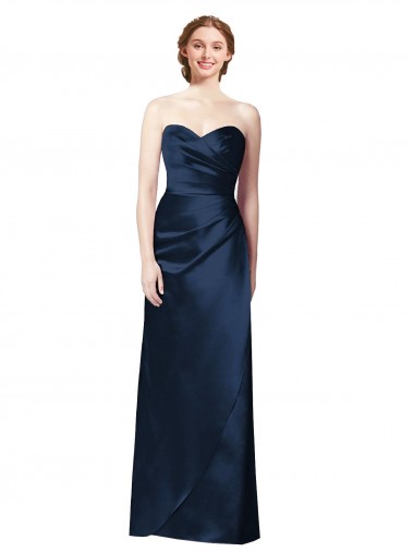 Dark Navy A-Line Strapless Long Bridesmaid Dress York