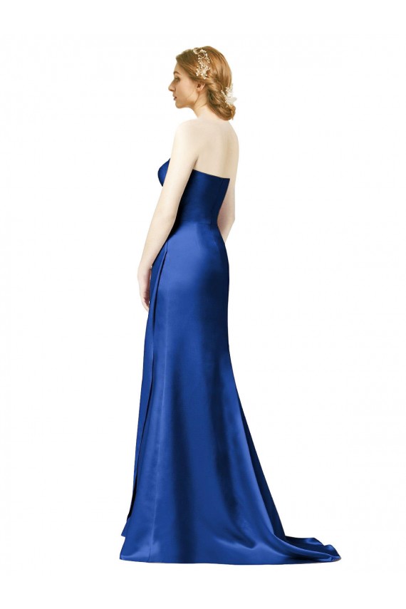 Dark Navy A-Line Strapless Long Bridesmaid Dress York