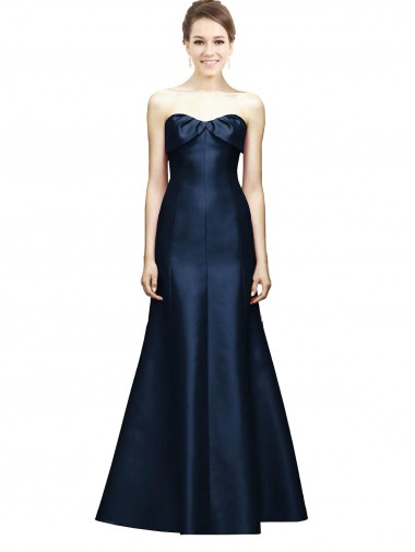 Dark Navy Mermaid Strapless Long Bridesmaid Dress York