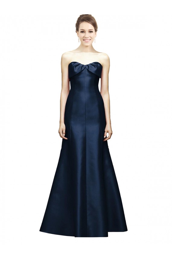 Dark Navy Mermaid Strapless Long Bridesmaid Dress York