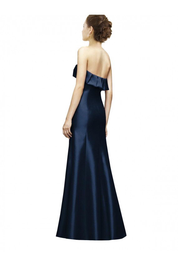 Dark Navy Mermaid Strapless Long Bridesmaid Dress York