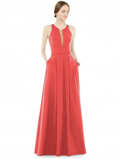 Firecracker A-Line Jewel Neck Long Bridesmaid Dress York