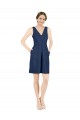 Open Back Dark Navy A-Line V-Neck Knee Length Evening Gown / Bridesmaid Dress York