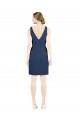 Open Back Dark Navy A-Line V-Neck Knee Length Evening Gown / Bridesmaid Dress York
