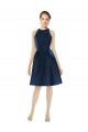 Dark Navy A-Line Halter Neck Cocktail Length Bridesmaid Dress York