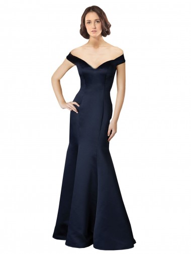 Dark Navy Mermaid V-Neck Long Prom Dress / Bridesmaid Dress York