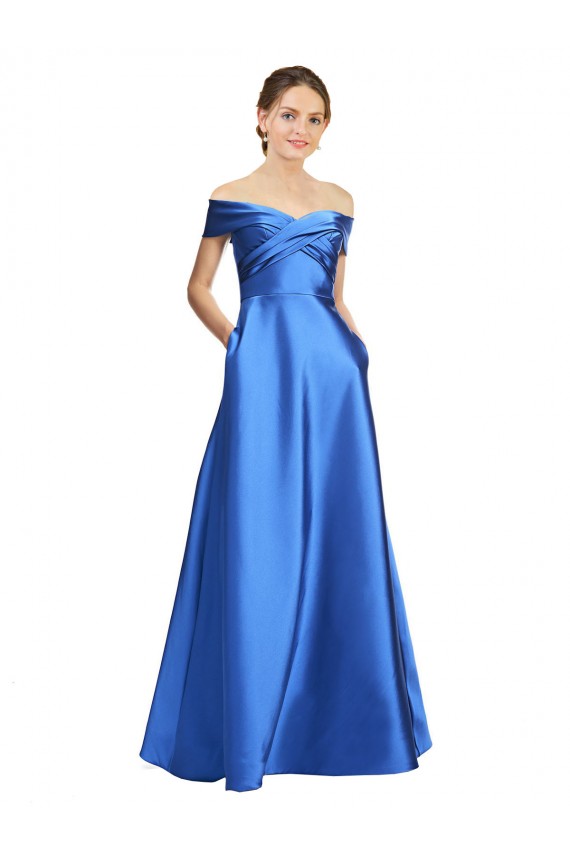 A-Line Off the Shoulder Long Black Tie Evening Gown / Prom Dress / Bridesmaid Dress York